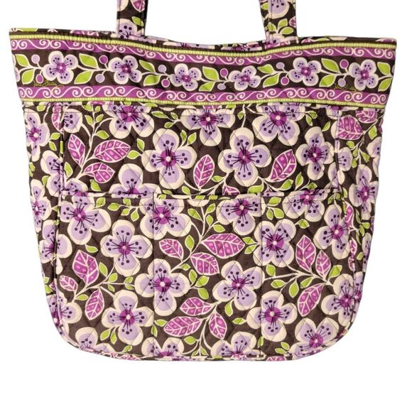 Vera Bradley Book Bag Shoulder Bag Tote in Plum Petals - Picture 4 of 13